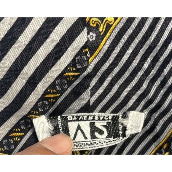 Vtg V2 Versace Mens Black Gold Baroque Striped Silk Tie 3.75" W x 57” L - Picture 3 of 9
